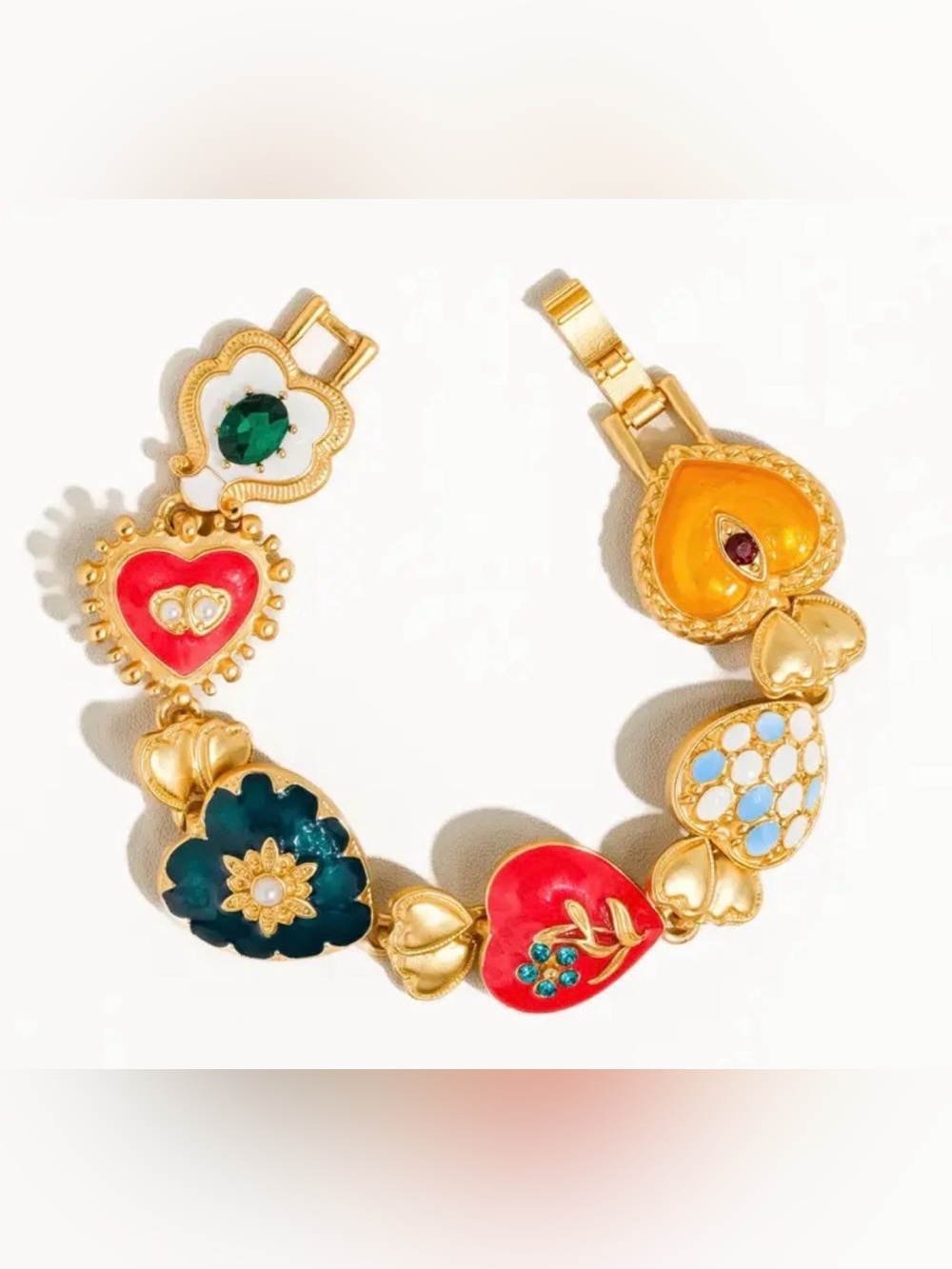 Flanerie Elysian Boho Baroque 18k Heart Bracelet 6.5” New